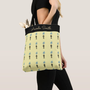 Bolsa Tote Fuselagem de Flores Azuis Tropicais Cutas