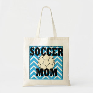 Bolsa Tote Futebol de Chevron azul e branco, mamãe Tote Bag