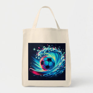 Bolsa Tote Futebol de Surf de Bola de Onda Oceano Futurista