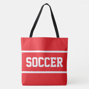Bolsa Tote FUTEBOL Faixa de texto branco atlético em vermelho