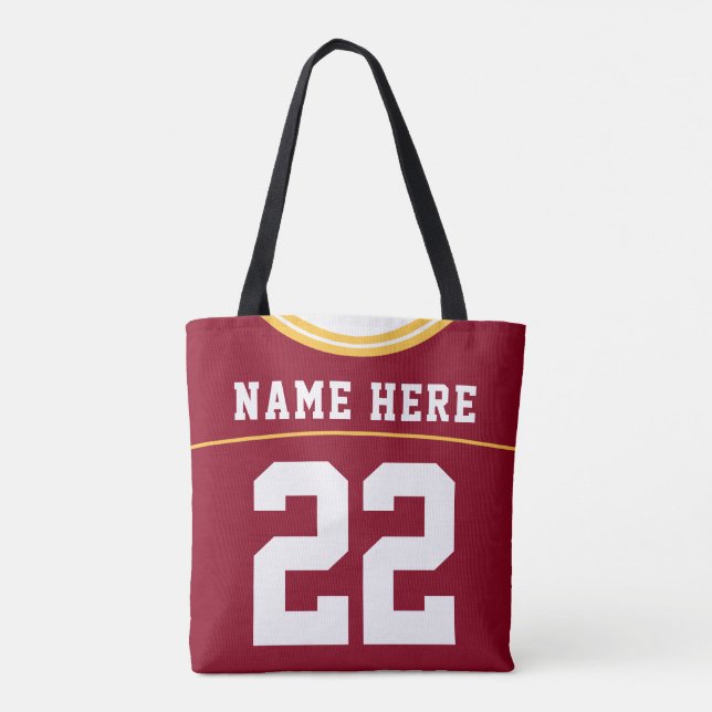 Bolsa Tote Futebol Jersey, nome personalizado e Modelo de núm (Verso)
