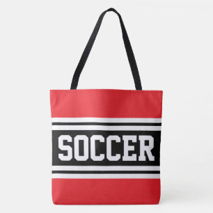 Bolsa Tote FUTEBOL Listras de Corrida Vermelho Brilhante Pret