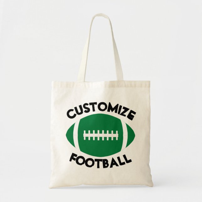 Bolsa Tote Futebol Verde Personalizado em Nome ou Texto Espor (Frente)