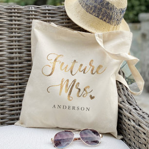 Bolsa Tote Futura Sra. caligrafia dourada
