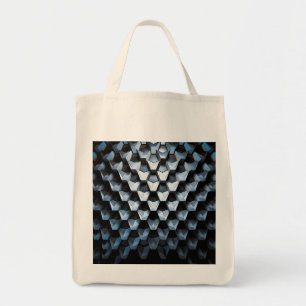 Bolsa Tote Futurista Abstrato Azul Geométrico Metálico