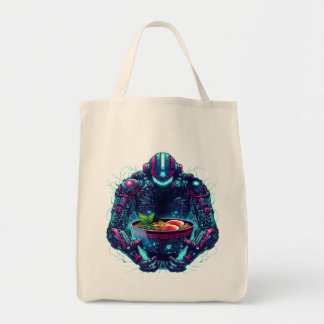 Bolsa Tote Futuristic Cyberpunk Robot Neon Food Ramen