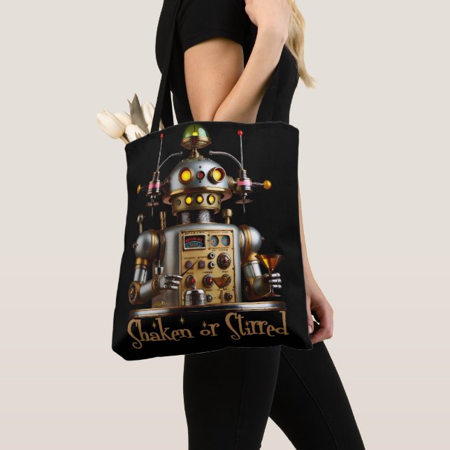 Bolsa Tote Futuristic Robot Bartender "Shaken or Stirred" (Close Up)