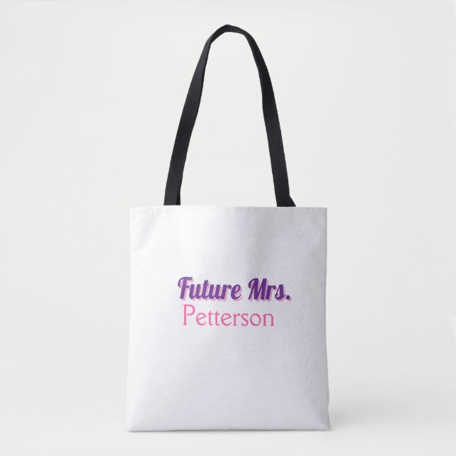 Bolsa Tote Futuro nome da Sra. noiva casamento despedida de s (Frente)