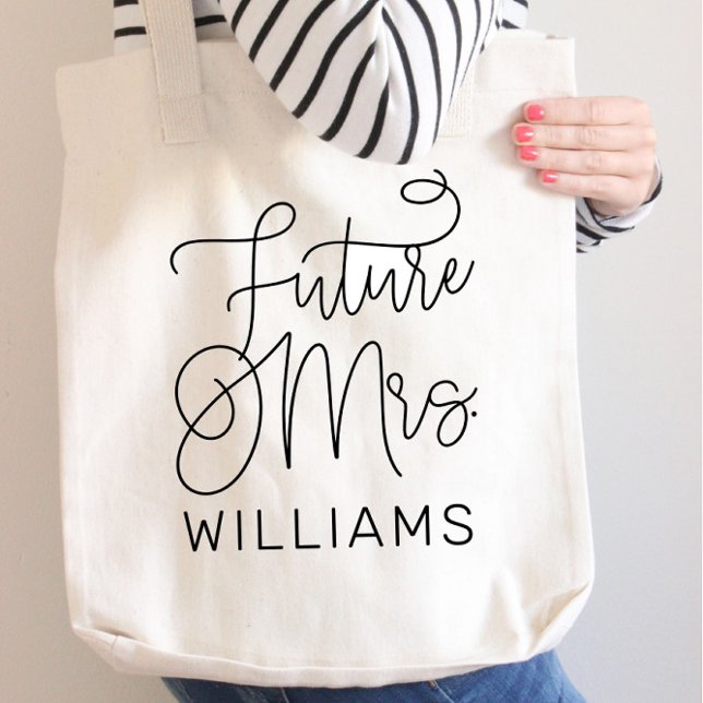 Bolsa Tote Futuro Sra Preto Moderno Personalizado Casamento (Criador carregado)