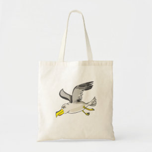 Bolsa Tote Gaivota de cartoon voando sobre a cabeça