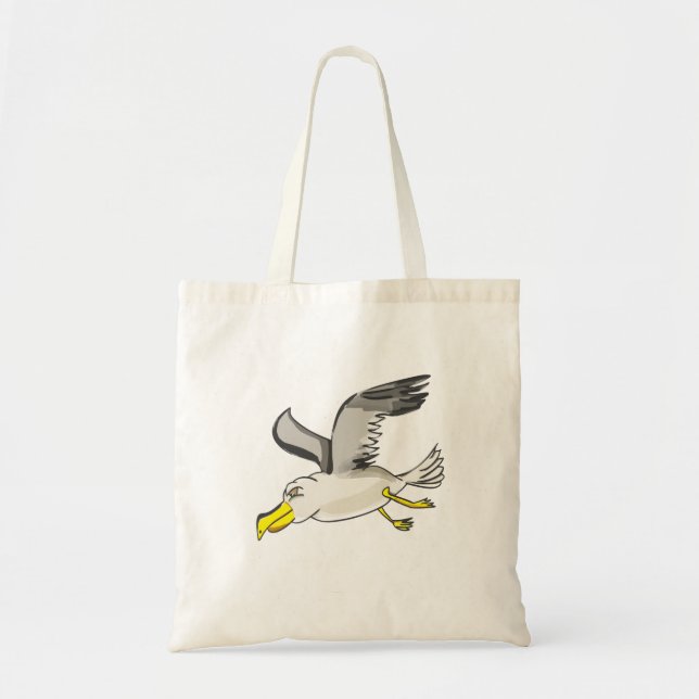 Bolsa Tote Gaivota de cartoon voando sobre a cabeça (Frente)
