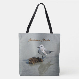 Bolsa Tote Gaivota e alga de mar personalizadas