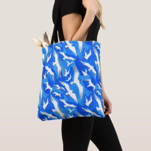 Bolsa Tote Gaivotas voadoras em azul-céu
