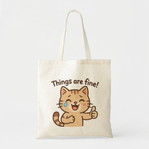 Bolsa Tote Gala Gato Chorando - "As coisas estão bem!" Engraç