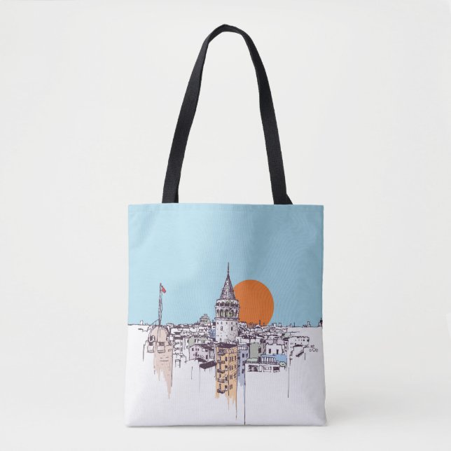 Bolsa Tote Galata Tower e Galata distrito de Beyoglu Istanb (Frente)