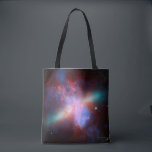 Bolsa Tote Galáxia M82<br><div class="desc">Esta imagem mostra uma vista espantosa de uma galáxia Starburst produzida por telescópios espaciais. A M82 é uma galáxia a cerca de 12 milhões de anos-luz da Terra que está sofrendo uma explosão de formação de estrelas. Raios-X de Chandra (azul) mostram que gás sendo estourado do disco da galáxia como...</div>