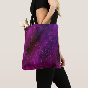 Bolsa Tote Galáxias de Aquarela rosa púrpura