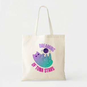 Bolsa Tote Galaxy Kawaii Anim Cat com Stars Tote Bag