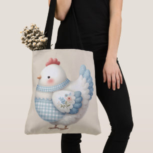 Bolsa Tote Galinha da Casa de Xadrez Azul