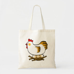 Bolsa Tote Galinha de desenho animado fofa no ninho com ovos