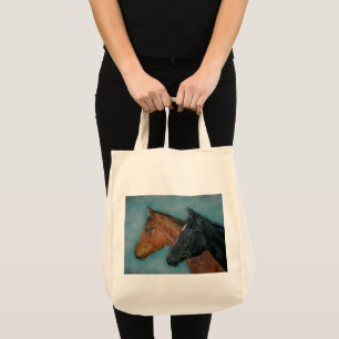 Bolsa Tote galinha negra, galinha, dois cavalos bebês