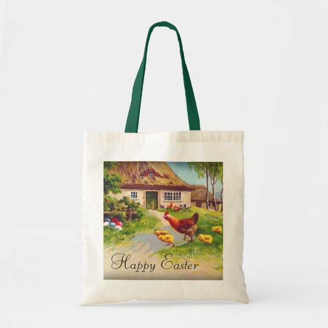 Bolsa Tote Galinhas e Ovos de Páscoa (Frente)