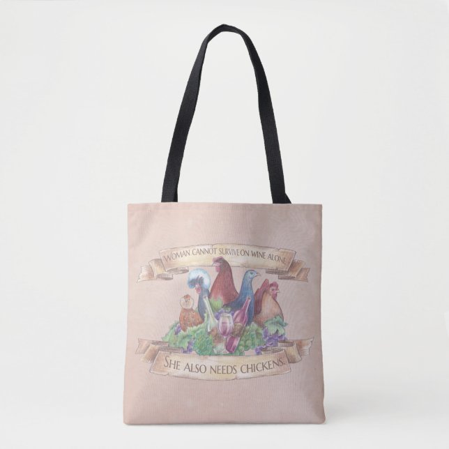 Bolsa Tote Galinhas e vinho (Frente)