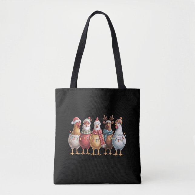 Bolsa Tote Galininhas de Natal Presente de Galinha de Natal A (Frente)
