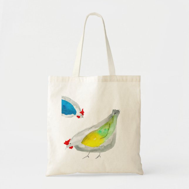 Bolsa Tote Galininhas fofas aquarela (Frente)