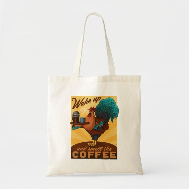 Bolsa Tote Galo - Acordar e cheiro ao café (Frente)