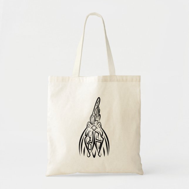 Bolsa Tote Galo Tribal Negro e Branco (Frente)