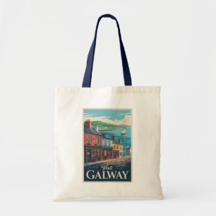 Bolsa Tote Galway Ireland Illustration Viagem Art Vintage