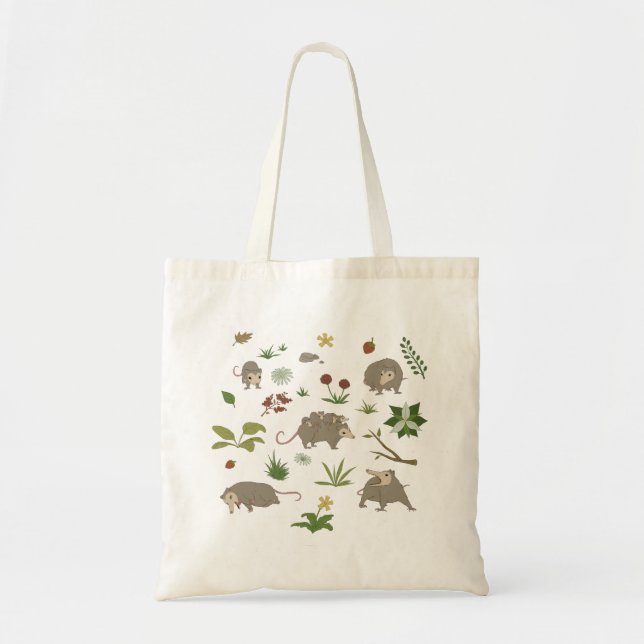 Bolsa Tote Gambás em um Campo de Bagas em Branco (Frente)