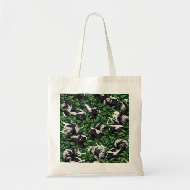 Bolsa Tote Gambás no padrão de folhagem verde (Frente)