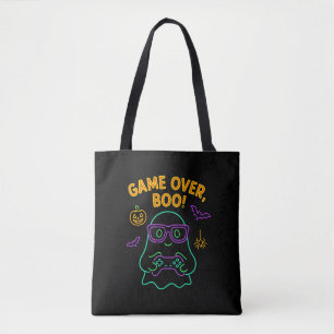 Bolsa Tote Game Over Boo Gamer do Dia de as Bruxas engraçado