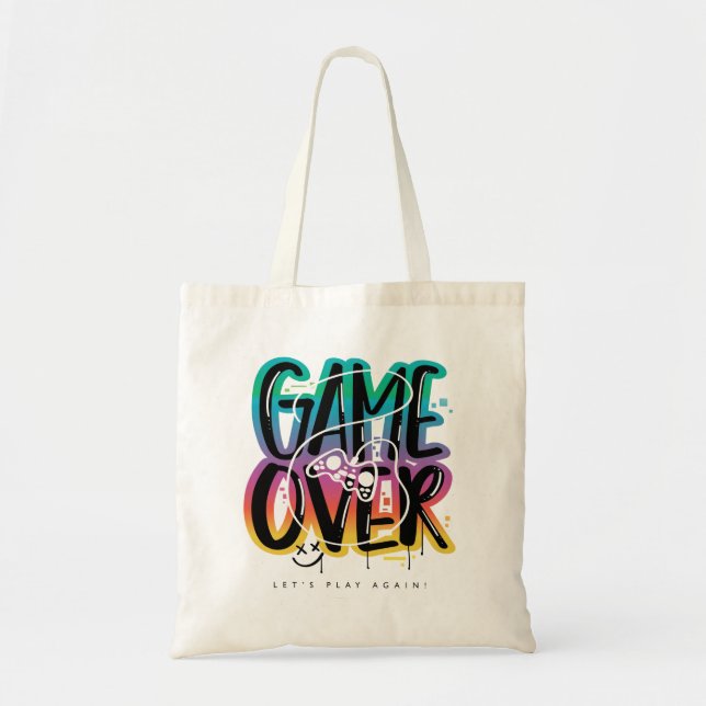 Bolsa Tote Game over graffiti joystick gamer (Frente)