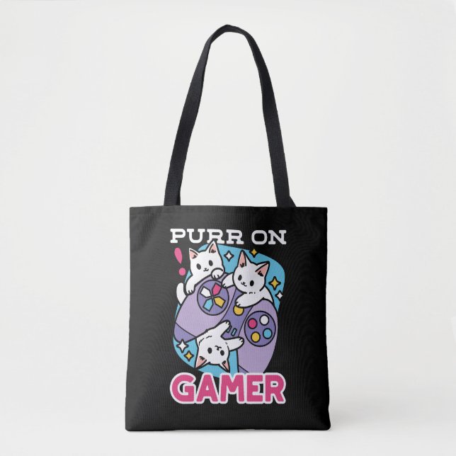 Bolsa Tote Gamer Design - Purr On Gamer Joystick Art (Frente)