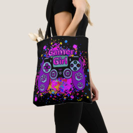 Bolsa Tote Gamer Girl Controller Tinta Colorida