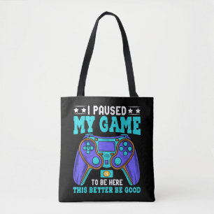 Bolsa Tote Gamer Shirt Boys Men Crianças Pausaram Meu Jogo Pa