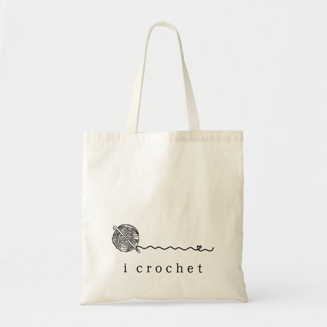 Bolsa Tote Gancho de Fio Simples e Fofo Eu Crochê (Frente)