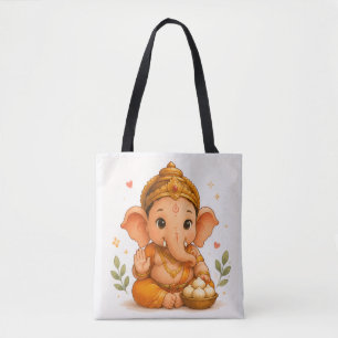 Bolsa Tote Ganesha Fofo com Modak Ganesh Chaturthi