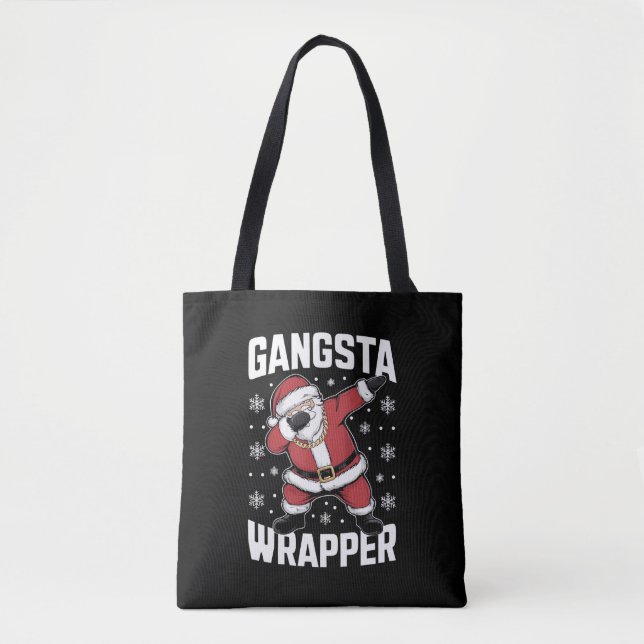 Bolsa Tote Gangsta Wrapper Funny Dabbing Papai noel Natal (Frente)