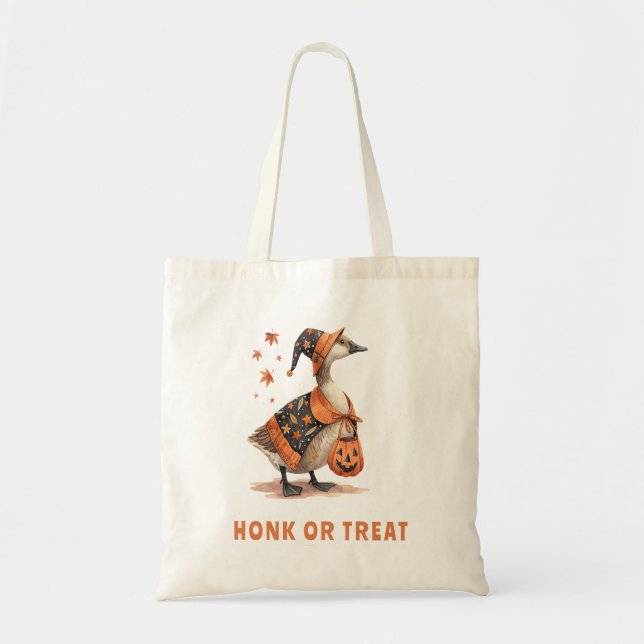 Bolsa Tote Ganso de Halloween Buzine ou Trate (Frente)