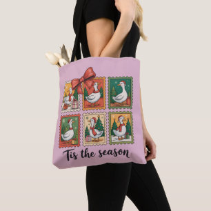 Bolsa Tote Ganso de Natal Vintage Retro É a Temporada