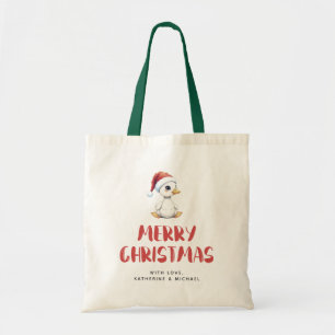 Bolsa Tote Ganso Pato de Natal Personalizado em Aquarela