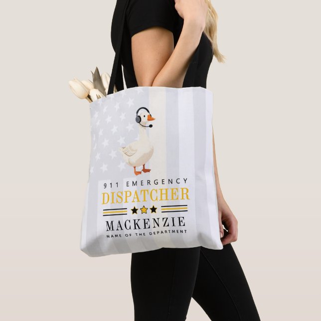 Bolsa Tote Ganso Personalizado do Despachante do 911 com Fone (Close Up)
