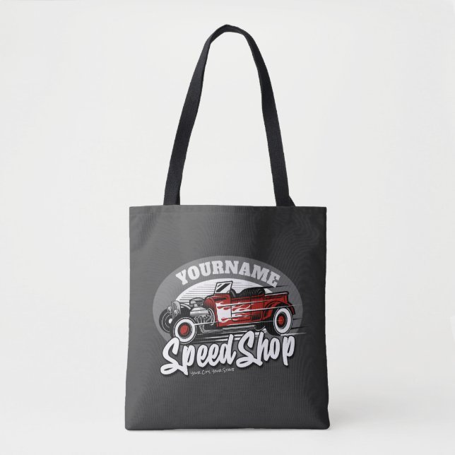 Bolsa Tote Garagem de Compro de Velocidade do Roadster Rockab (Frente)