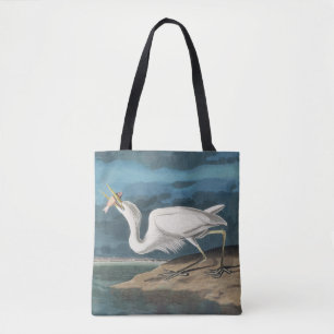 Bolsa Tote Garça Branca Grande de Audubon: Ave Costeira Vinta
