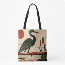 Garça Minimalista Moderna junto ao Lago