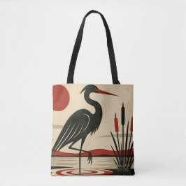 Bolsa Tote Garça Minimalista Moderna junto ao Lago